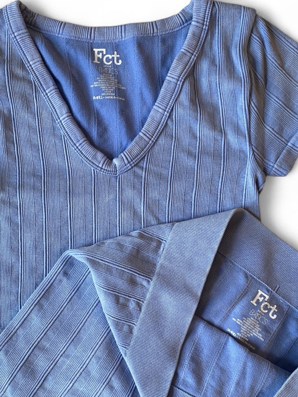Fct Blue Ribbed V-Neck Top & Shorts Set - Picture 3 of 3